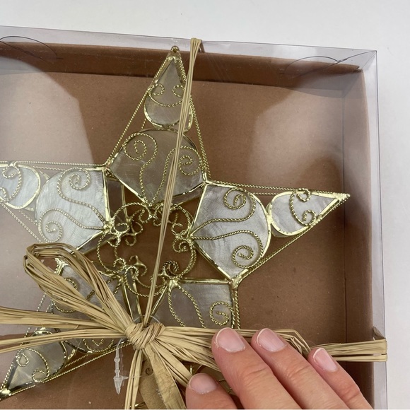 Capiz Shell Gold Christmas Tree Topper Holiday Decor New In Box - Picture 2 of 6